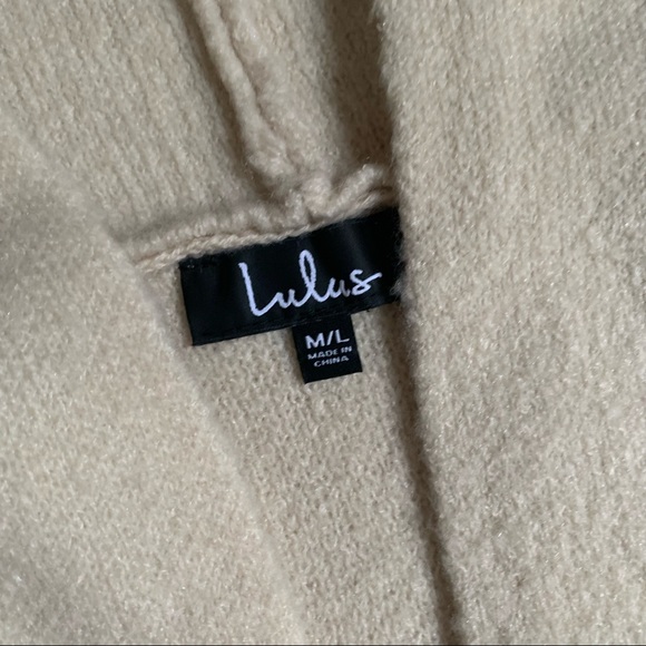 Lulus M/L Carlsbad Sweater Cardigan Open Hooded Tan Beige Striped Pockets - Picture 7 of 8